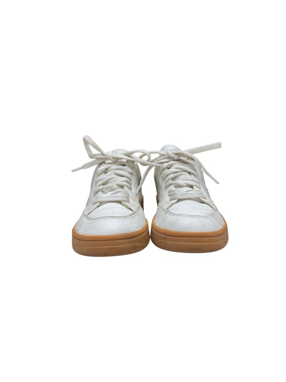 Veja V-12 White Leather Low Top Sneakers Rubber Gum Sole V Logo, Size 6 - Picture 4 of 10